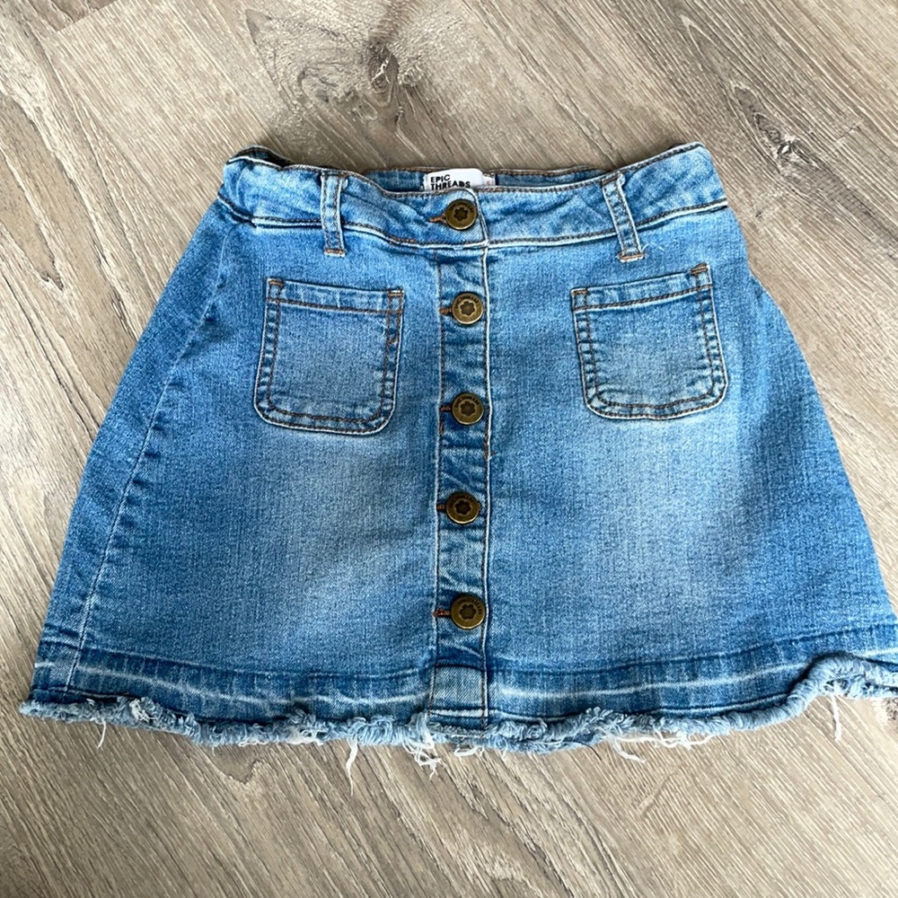 Girls Frayed Jean Skirt